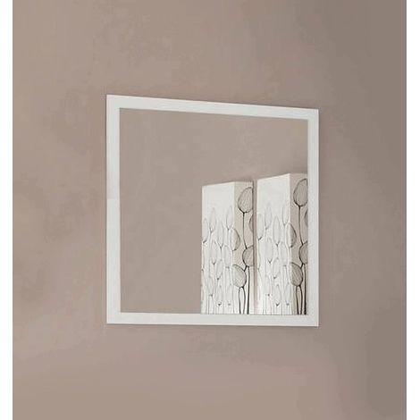 Dmora Espejo de pared con marco, Made in Italy, Espejo de baño, 60x2h60 cm, color blanco brillante, con embalaje reforzado (1/5)