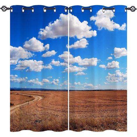Rideau Occultant Nature Paysage Ouest Ferme Rideau Thermique Isolant Tenture Opaque à Oeillets Draperies Intérieurs pour Maison Chambre Salon 2 Panneaux L 117 x H 160 cm - 117L X 160H cm (2 Panneaux) (1/5)