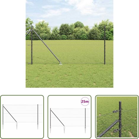 vidaXL Sécurité extérieure - Poteau de clôture. Gris 25 x 1 m (treillis de 36 mm) Acier (1/5)