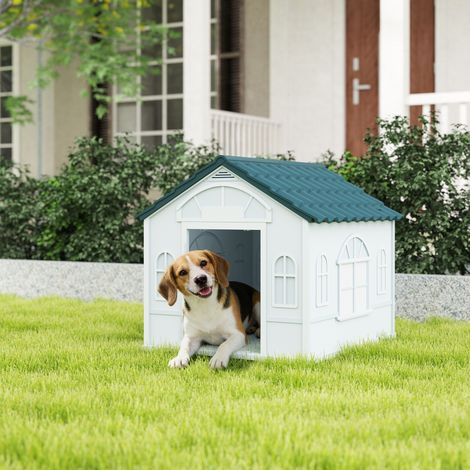 Niche pour chien chenil à l'extérieur en PP blanc pour chiens de petite et moyenne taille - 65 x 75,7 x 63 cm