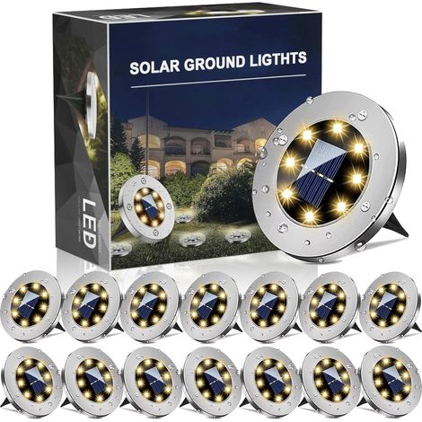 14 Pieces Outdoor Solar Lights, 8 LED Outdoor Solar Spot Lights, IP65 Waterproof Outdoor Solar Lights, Solar Powered Outdoor Lights for Path Garden Terrace Yard Lawn Driveway (1/5)