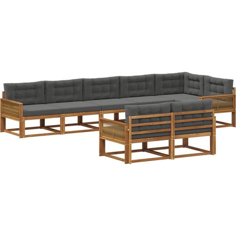 Conjunto de sofás de exterior 8 uds. Natural y Antracita vidaXL (1/5)