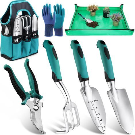 Ensemble Outil Jardin - 1 pièce, Ensemble Outil Jardin Tapis Plantation/Pelle/Truelle/Râteau/Sécateur - Pour Jardinage (1/5)