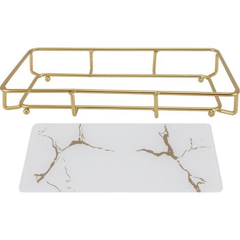 Plateau de salle de bain moderne et élégant, antidérapant, organisateur de rangement pour évier et comptoir de cuisine, blanc, taille S (1/5)