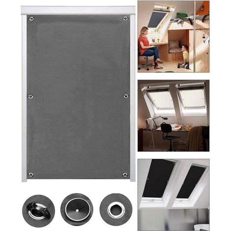 Rideau occultant à ventouses pour fenêtres de toit – Isolation thermique – 57 x 100 cm – Réflecteur solaire gris foncé (1/5)