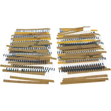 Satz mit 600 Widerständen (30 Werte) von 10 Ohm bis 1 MΩ, mit 1/4-W-Metallfilmwiderständen und 1 % Genauigkeit (1/4)