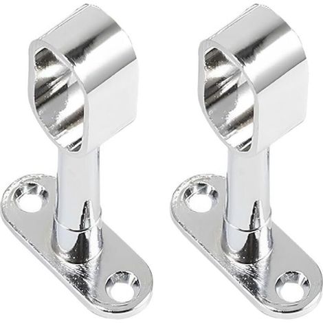 Lot de 2 Support Tringle Penderie Support pour Barre Penderie Ovale Zinc-Aluminium Support Central de Tube pour Armoire Penderie Vetement,Tringle Rideau Plafond,supports de tringle de (1/4)