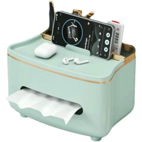 QORVA-Boîte à mouchoirs de style nordique, support pour téléphone portable, boîte de rangement de bureau avec télécommande, rangement divers, vert