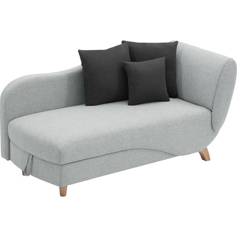 Chaise longue letto con contenitore in Tessuto Grigio - Angolo a sinistra - PENELOPE