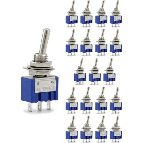 20Pcs SPST Mini Switch to Toggle AC 125V 6A ON-ON 3 Pins 2 Position for Arduino Boat Vehicle (MTS102) (1/5)