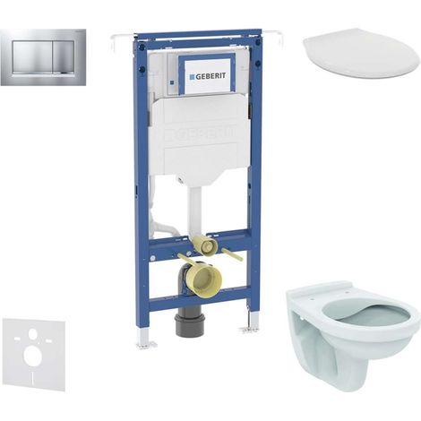 Geberit Duofix - Conjunto de instalación empotrada, inodoro Alpha con asiento, botón Sigma20, cromo mate/cromo SANI11CD2104 (1/5)