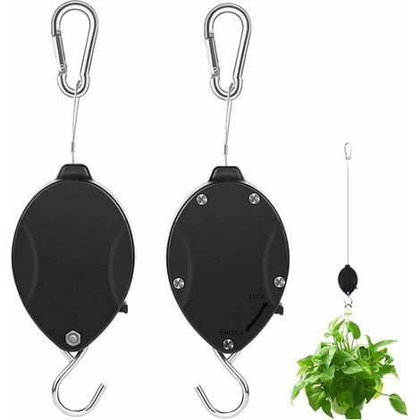 Retractable Plant Pulley Hook 5' Length 55 lb Weight Capacity 2 Pieces (1/4)