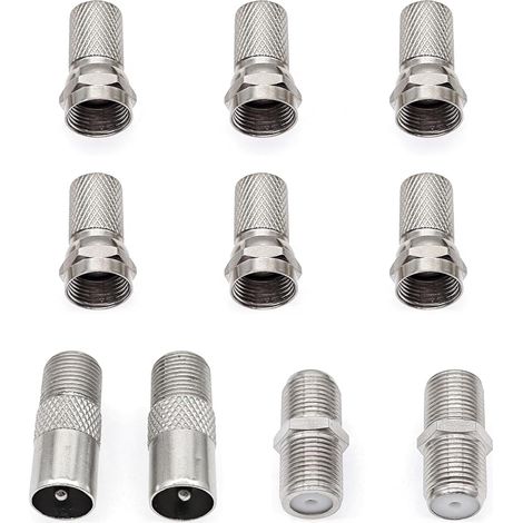 10X connecteurs coupleur, câble coaxial d'antenne RG6 à micro-vis, connecteur antenne type F, adaptateur d'extension coaxial d'antenne TV pour décodeur satellite, câble d'antenne modem (1/5)