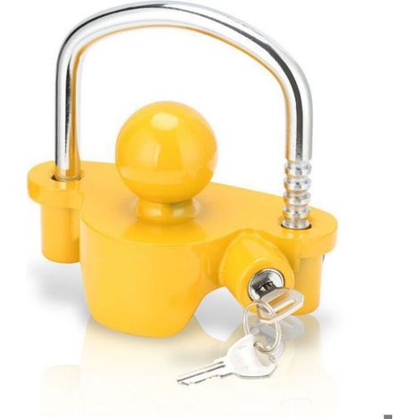 Antivol Pour Remorque - Verrouillage Attelage 50 Mm - Pour Caravane Semi-Remorque - Jaune Et Argent - 1 Pièce (1/5)