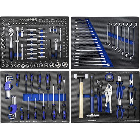 JBM43708A Set de 4 módulos EVA carbono para carro de herramientas - azul