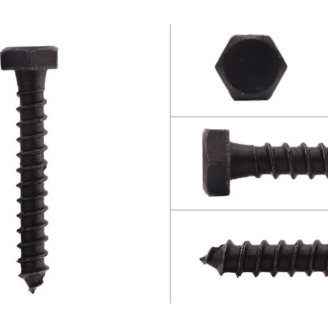 Sechskant Holzschrauben verzinkt schwarz M6 x 40 mm - Pro 25