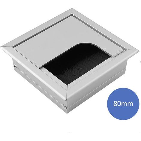 Passe‑câbles carré pour bureau – Argent – 8x8x3 cm – Fermeture à brosse – Organisateur de câbles (1/5)