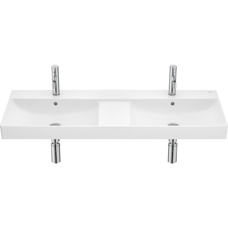 Lavabo double mural Fineceramic Ona avec jeu de fixations, 1200x460 mm, blanc mat (1/2)