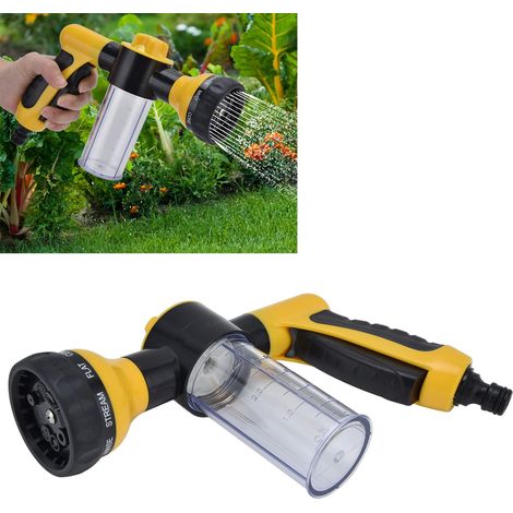 Mousse Gun, Mousse PulvéRisateur Distributeur De Savon IntéGré, D'Eau Tuyau Mousse Buse Distributeur Savon Pistolet PulvéRisateur En Mousse Pour Jardin (jaune) (1/5)