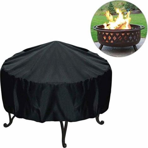 Housse braséro ronde – Oxford PVC imperméable anti-UV – pour extérieur, jardin – 84x50cm Noir (1/4)