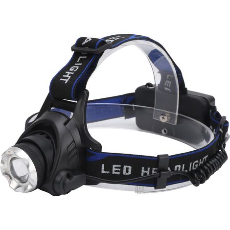 Wasserdichte, wiederaufladbare LED-Stirnlampe für Camping und Jagd mit einstellbarem violettem Licht. (1/5)