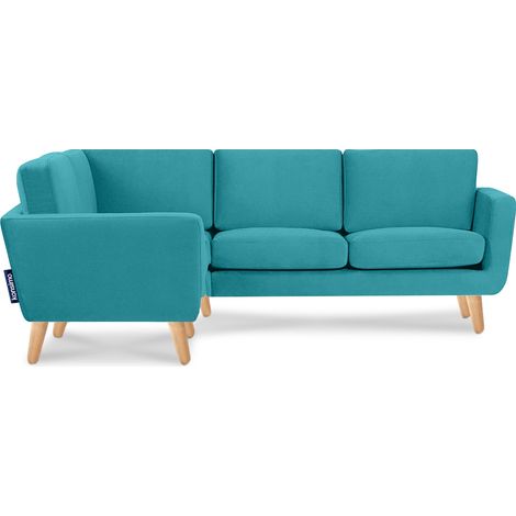 KONSIMO Ecksofa links mit Armlehnen "TAGIO", Türkis, Stoff, Scandinavian, 220x80x181cm (1/4)