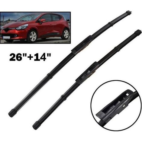 Balai Essuie-Glace Avant - 26 Pouces + 14 Pouces - Pour Renault Clio IV 2012 à 2017 - Lot de 2 (1/4)