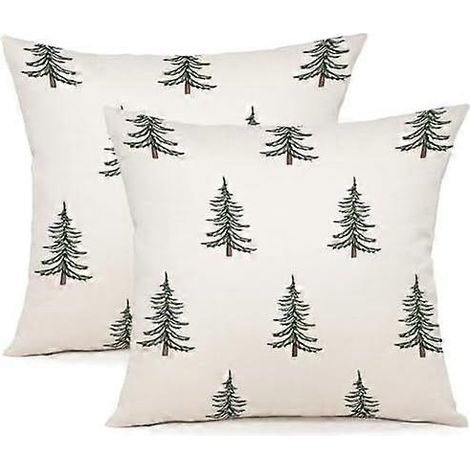 YCOLL Housses de coussin de Noël 50x50 cm (lot de 2) - Coussins décoratifs de Noël en lin pour canapé et lit. (1/4)