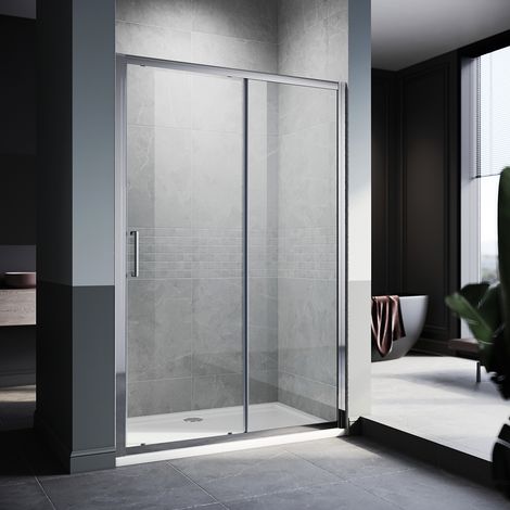 ELEGANT 1200x800mm Sliding Door Shower Enclosure with SMC Tray & Waste Trap (8mm NANO Glass, Dual Aluminium Frame) 1900H
