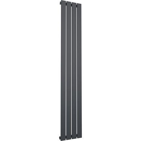 ELEGANT 1800 x 300 mm Anthracite Vertical Column Radiator Single Flat Panel Designer Efficient Radiator + Anthracite Thermostatic Radiator Valves (1/5)