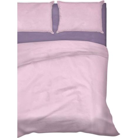 IlGruppone Completo Letto Lenzuola Tinta Unita bicolore 100% Cotone Made in Italy 6 Misure RosaLilla - 1 Piazza