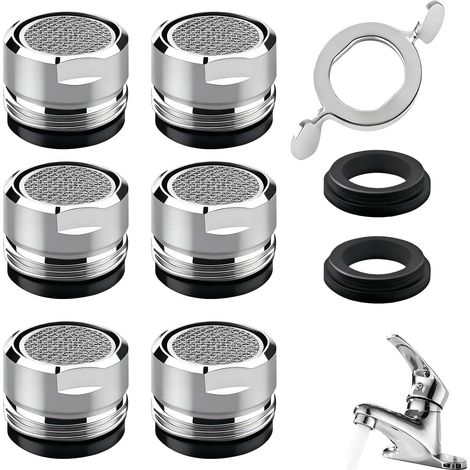 M24 6 Piece Aerator Faucet Aerator Stainless Steel Water Saving for Kitchen and Bathroom, Easy to Install, Includes Tools and Accessories (1/5)