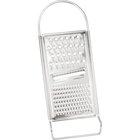 Râpe plate à fromage et légumes en acier inoxydable 3 voies polyvalente pour fromage, carotte, pommes de terre, passe au lave-vaisselle (1/5)