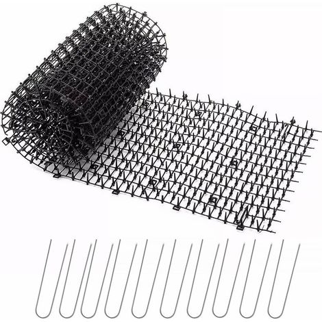 TONCHEAN Insect and Animal Repellent, Anti-Cat Garden Mat with Spikes 200281, 8 CM with 10 Metal Stakes, Black (1/4)