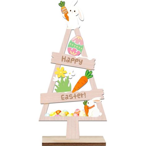 Ornement En Bois Pour Paques - Scene De Table Festive - 22 x 10 5 Cm - Décoration De Bureau Et Intérieur - Lot De 1 (1/4)
