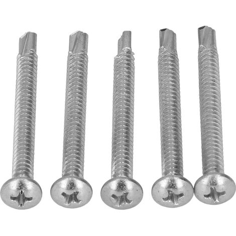 Packung mit 50 selbstbohrenden Schrauben aus verzinktem Kohlenstoffstahl, runder Kreuzschlitzkopf 4,8 x 50 mm für Reparaturen und Befestigungen (1/5)