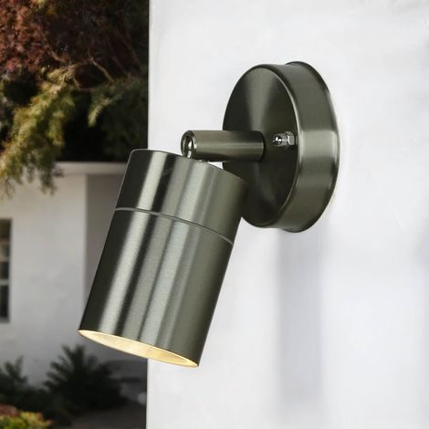 Spot Lampe außen Edelstahl IP44 GU10 Haus Wand COLLINS