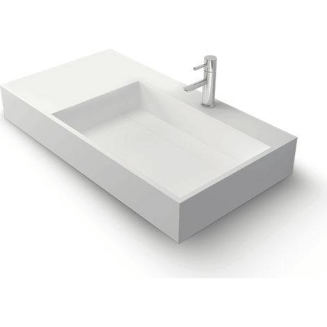 FABIOLA G - Vasque rectangulaire suspendue - Design Elégant et Raffiné - Solide et Robuste - Entretien Facile - Blanc - 48 x 90 x 13 cm (1/6)
