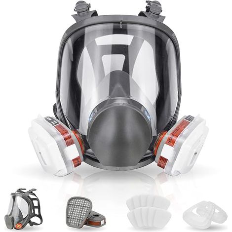 Masque à gaz, masque anti-poussière, respirateur intégral réutilisable avec filtres, idéal pour le polissage, le soudage, les graffitis et la peinture au pistolet (1/5)