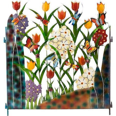 [NEVER USED] Garden Fence Edge Flower Fence Decoration Rustproof Iron Barrier Flower Metal Landscape Decorative Fence Border for Outdoor Patio Garden Decor (1pcs)