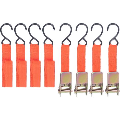 4-teiliges Ratschen-Spanngurt-Set für Motorrad und Auto, 15 Zoll Länge, 25 mm Breite, Orange (1/5)