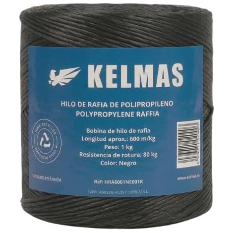 Corde - Ficelle - Raphia - 600m - 1kg - 3mm - Corde Agricole - Corde de Jardinage - Corde d'emballage - Corde Artisanale - Corde de Palissage - Corde à Tomates - Corde Noire (1/5)
