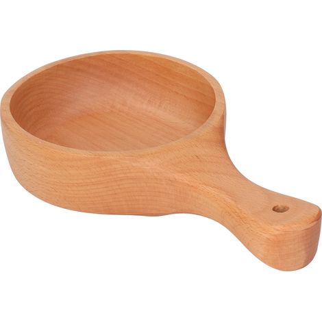 Bol en bois avec anse, idéal pour les salades, les fruits, les soupes, les en-cas, le riz et les céréales. Bois marron. (1/5)