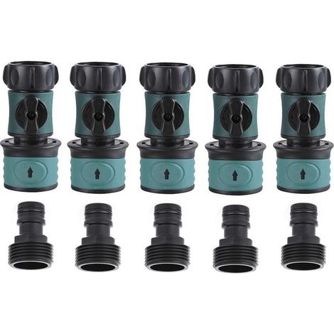 Kit de Raccords à Vanne pour Tuyau de Jardin - 10 Pièces, Raccords Rapides-lsw