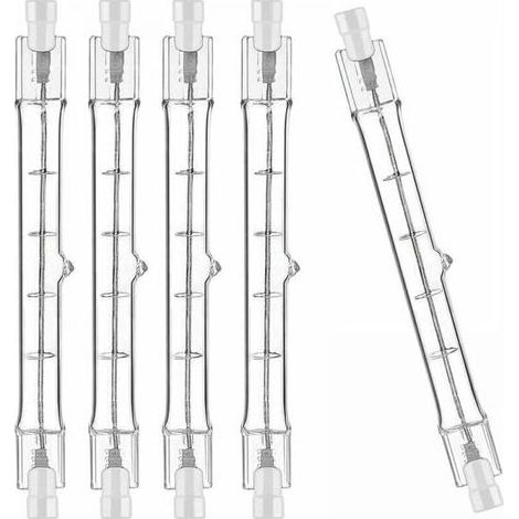 Lot de 5 R7S Ampoule Halogène 118mm 300W 230V, Tige Halogène R7S 118mm, Ampoule Halogène r7s Lampe Tige Halogène Dimmable pour Spot de Bâtiment, Eclairage Paysage de Travail, Eclairage Salon (1/3)