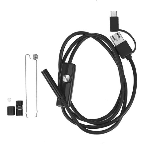 Endoscope industriel 3 en 1 avec caméra d'inspection intégrée, 6 LED, étanche IP67, port USB Type-C, compatible smartphones Android/PC (1 m x 7 mm) (1/5)