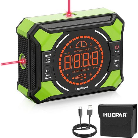 Inclinomètre numérique laser à lignes croisées mesureur d'angle numérique, inclinomètre LCD avec aspiration magnétique, inclinomètres pour travail du bois, construction (1/5)