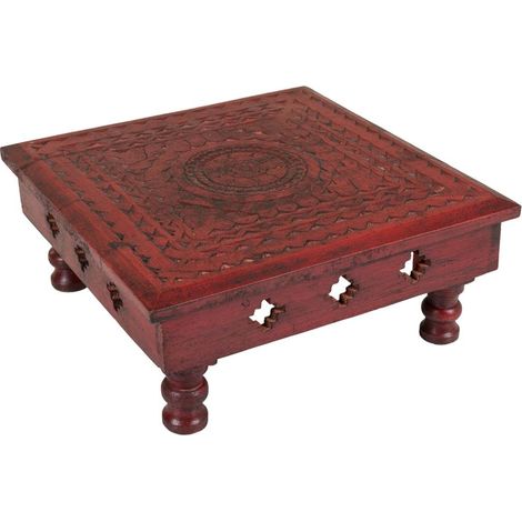 Mesa centro de madera roja 33x33x14