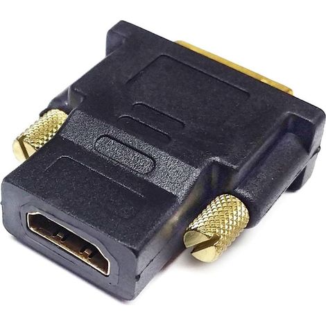 1 Adaptateur DVI-D vers HDMI, contacts plaqués or, connecteur 24+1 broches, prise femelle 19 broches, noir (1/5)