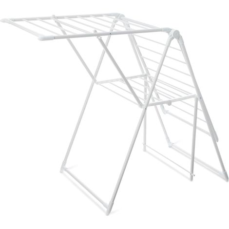 Séchoir à Linge, Pliable, en métal, à Deux Ailes, 154,9 x 59,9 x 99,8 cm, Blanc (1/5)